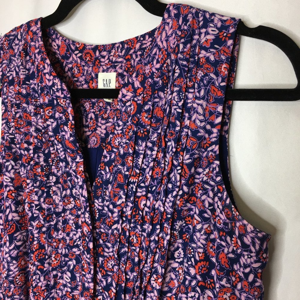 Gap floral print pintucked sleeveless dress H2 - Picture 2 of 5